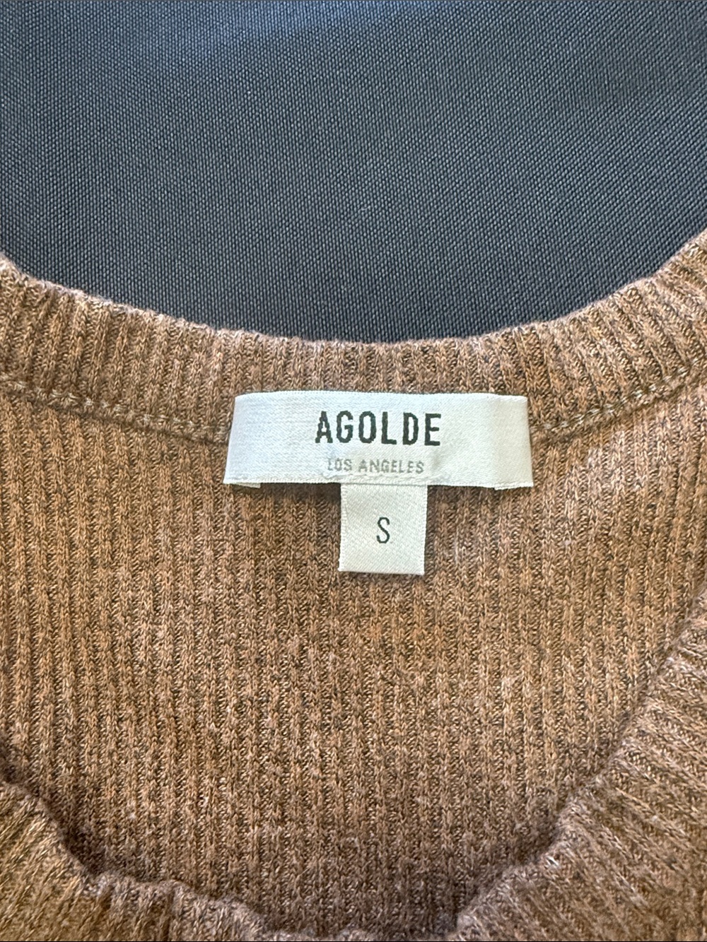 Agolde Bailey Tank Brown Ribbed Racerback Tank Top - Picture 2 of 4